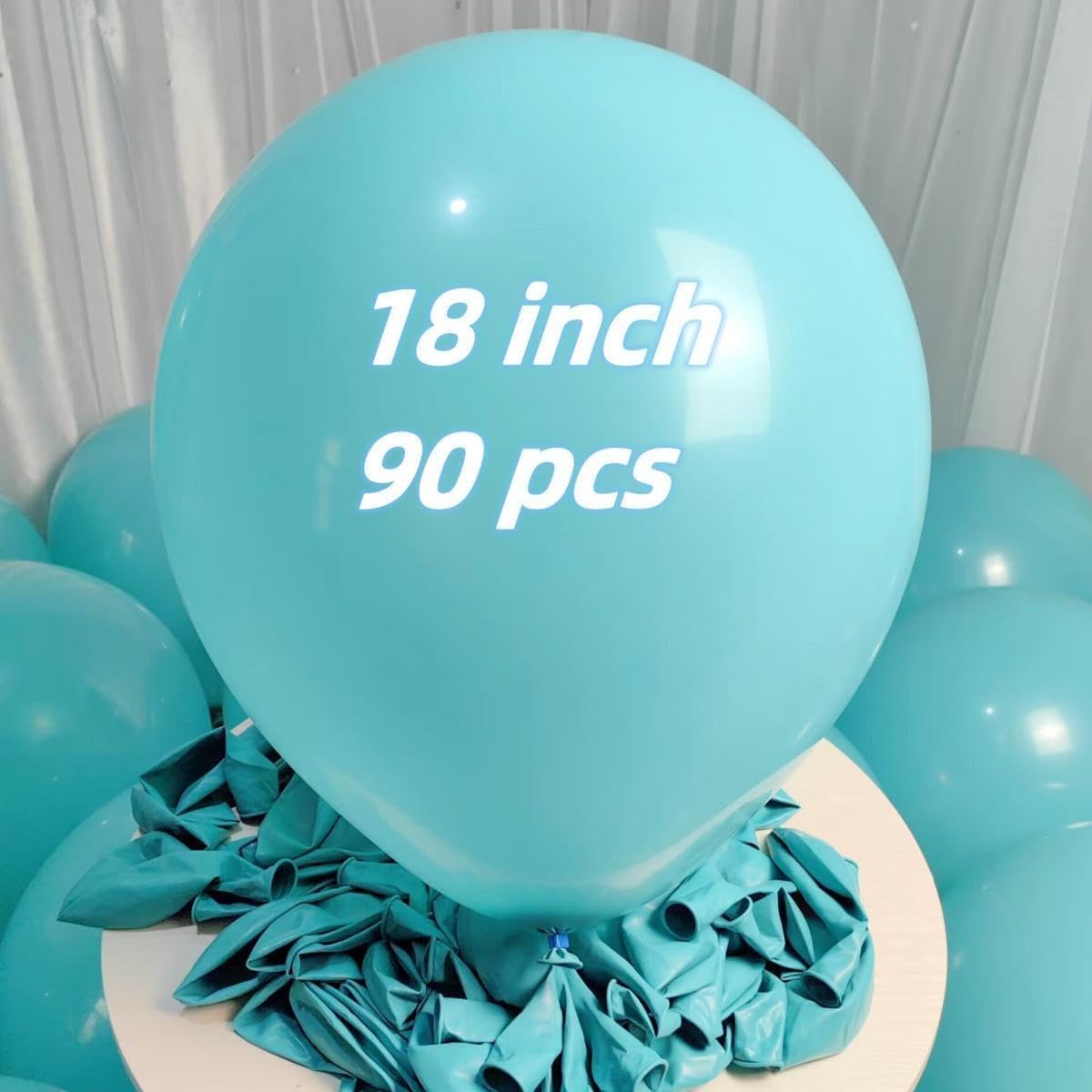 90 Packa Teal Balloons 18 inch Turquoise Latex Big Balloons for Party Decorations and Events