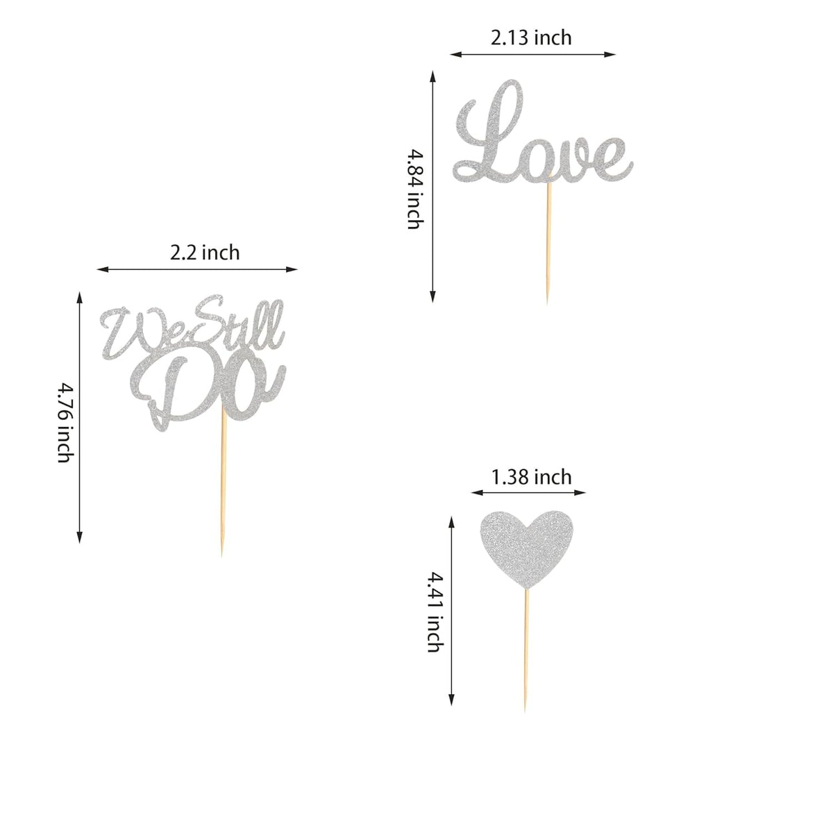24Pcs We Still Do Cupcake Toppers Glitter Love Heart Marriage Anniversary Cupcake Picks Bridal
