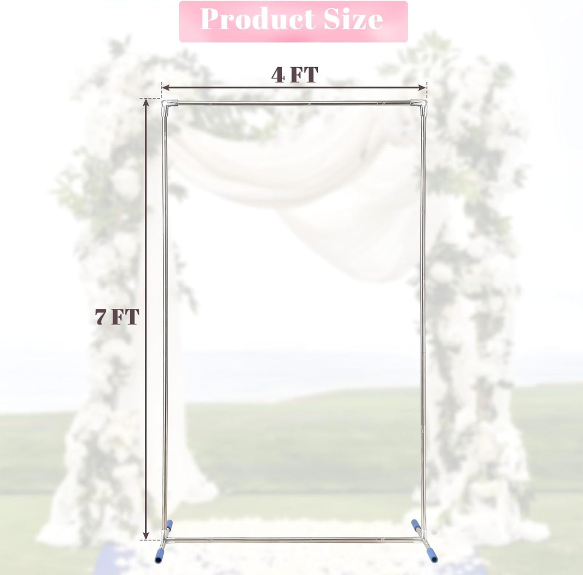 Arch Backdrop Stand,7x4 FT Metal Wedding Square Backdrop Stands for Ceremony Square Stainless Steel