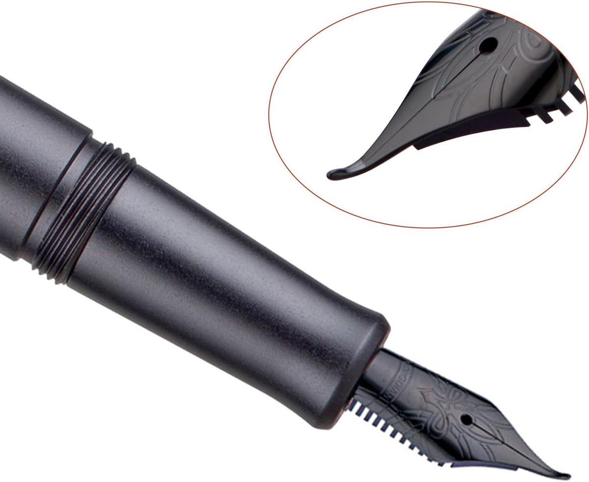 Hongdian M2 Black Forest Mini Fountain Pen, Bent Nib & Sleek Shape Aluminium Short Pocket Travel