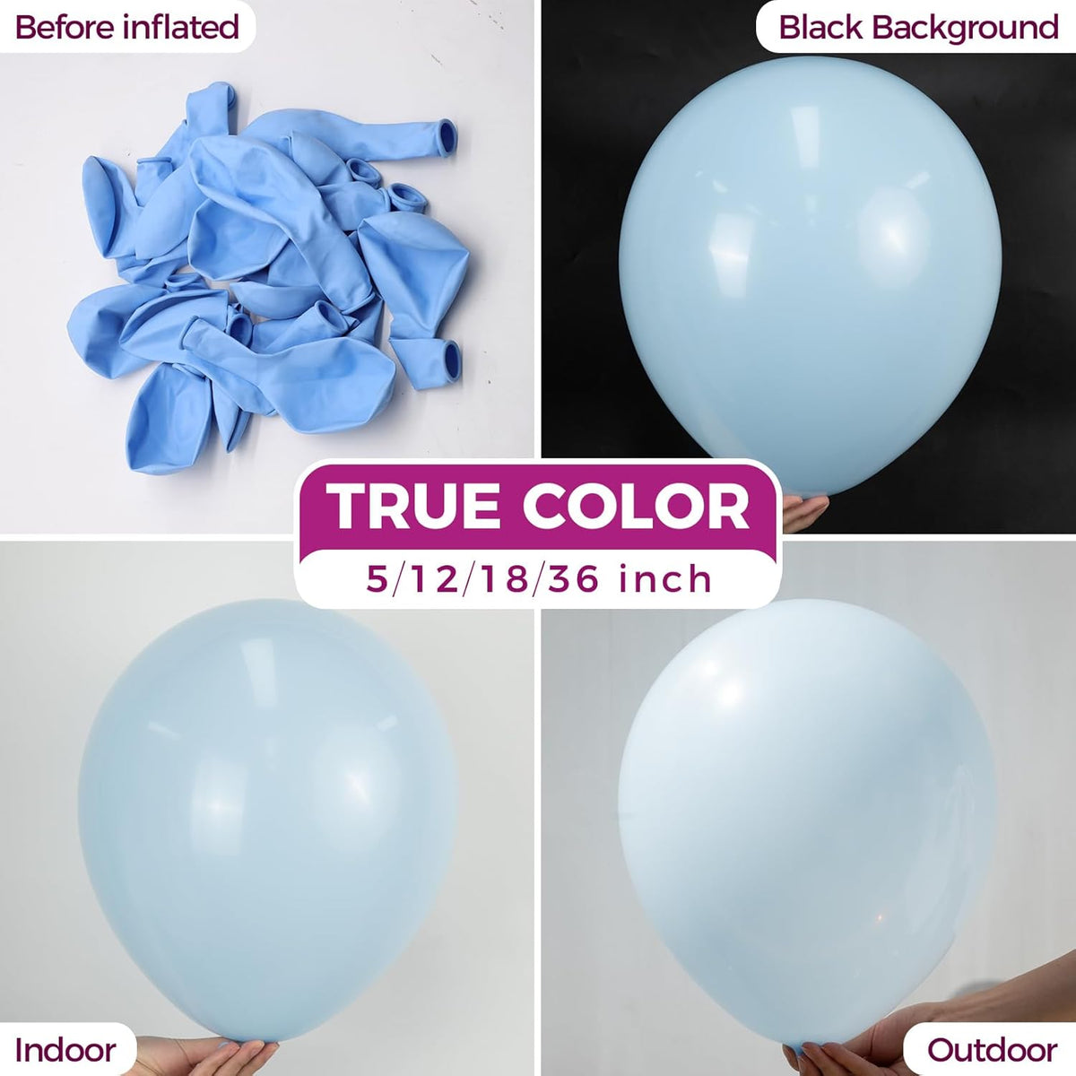 Bezente Pastel Blue Latex Party Balloons - 30 Pack 18 inch Round Helium Light Blue Bridal Blue