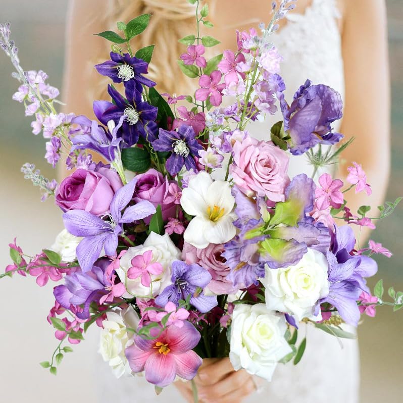 Artificial Flowers Bouquets for Bridal Wedding Home Decor Fake Floral Arrangements for Party Table