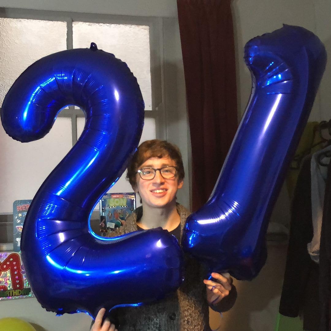 Big 40 Inch Night Blue 2 Number Balloon Birthday Decoration, Night Blue Number 2 Helium Balloons 12