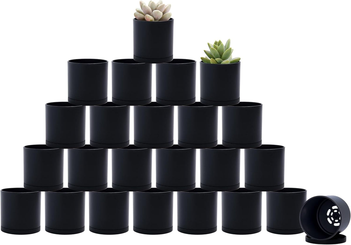 D'vine Dev 24 Pack 2 Inch Mini Plastic Plant Pots, Small Garden Planters for Plant with Drainage