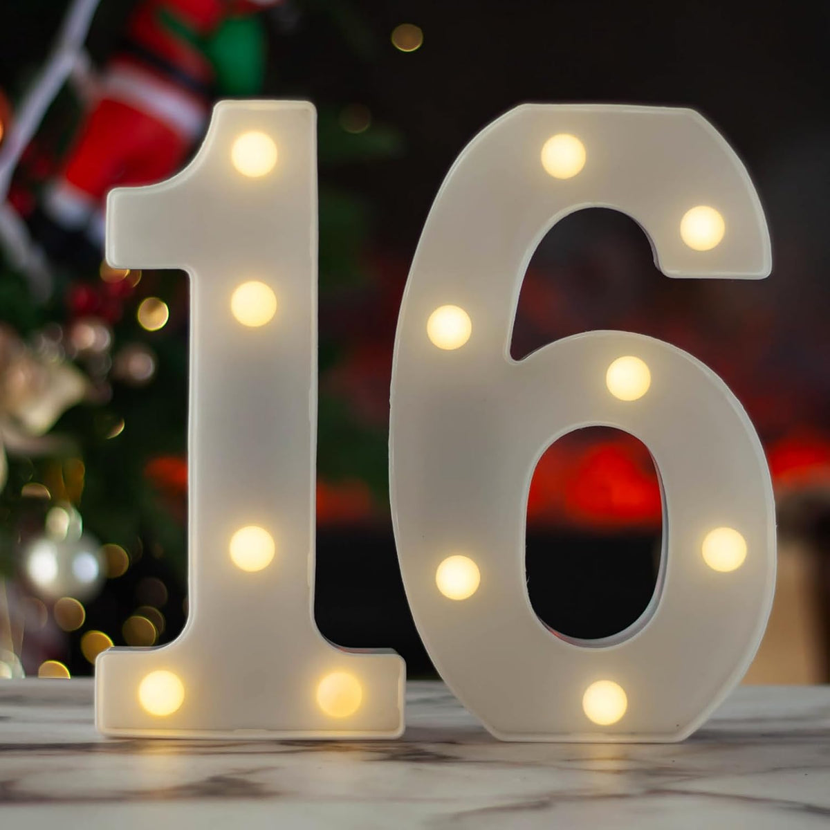 LED Marquee Letter Lights, Decorative Light Up Numbers for 16th Birthday Party, Battery Operated
