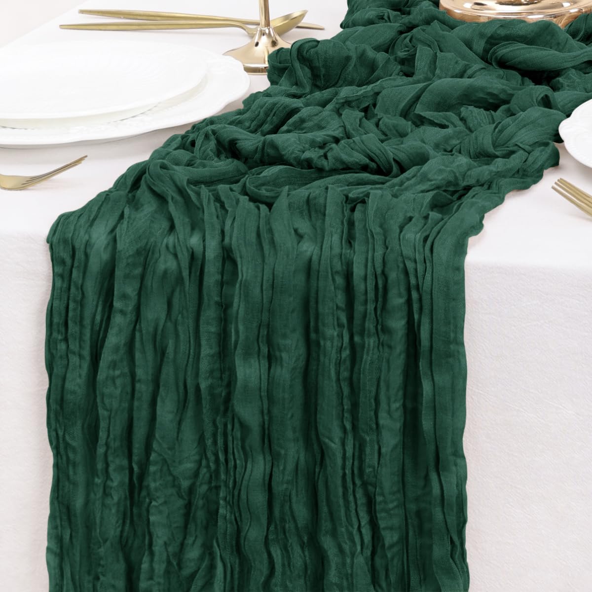 Emerald Green Table Runner Cheesecloth Table Runner 14FT Farmhouse Table Runners 160 Inches Fall