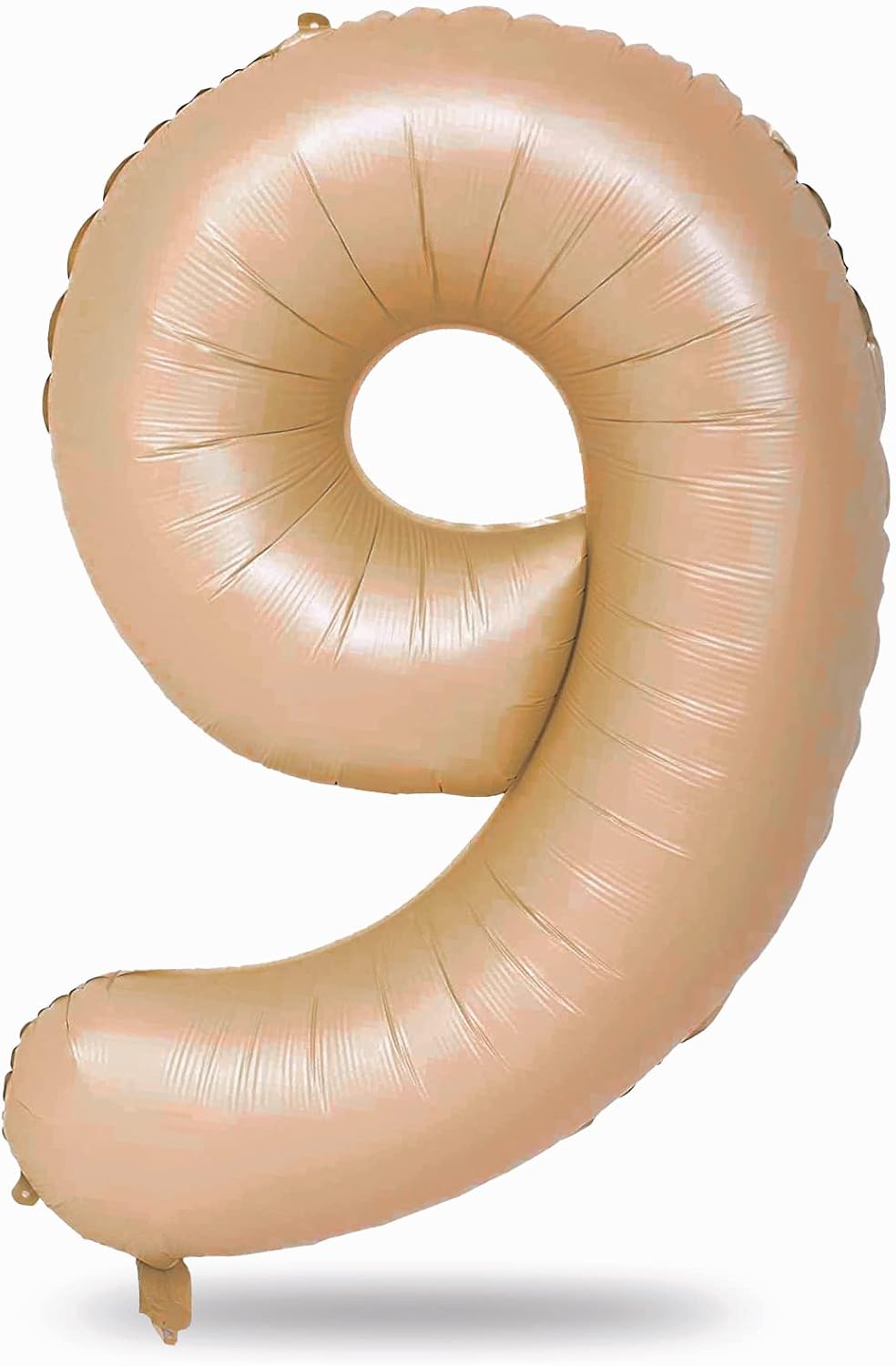 Nude Number 9 Balloons, 40 Inch Neutral 9th Birthday Foil Balloon for Boys Girls, Tan Giant Self