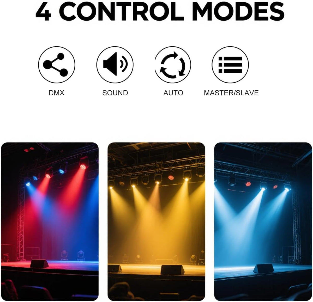 Moving Head DJ Lights 180W LED with 4 Rotating Head,16X10W RGBW 4-in-1 Multiple Effects