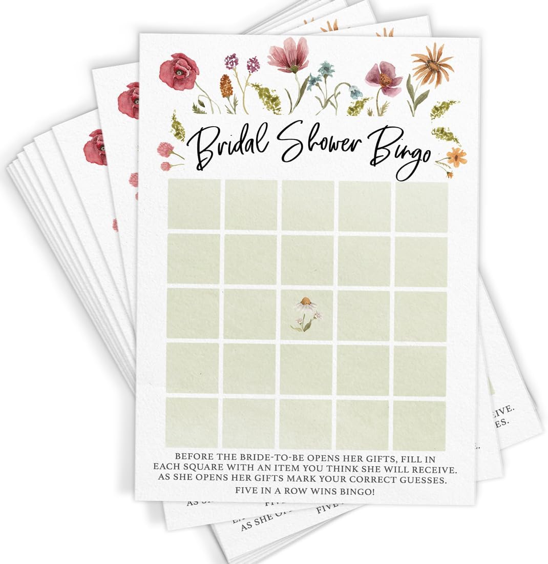 Printed Party Bridal Shower Game Set – 4 Fun Games and Activities for 30 Guests, Includes Bingo, He
