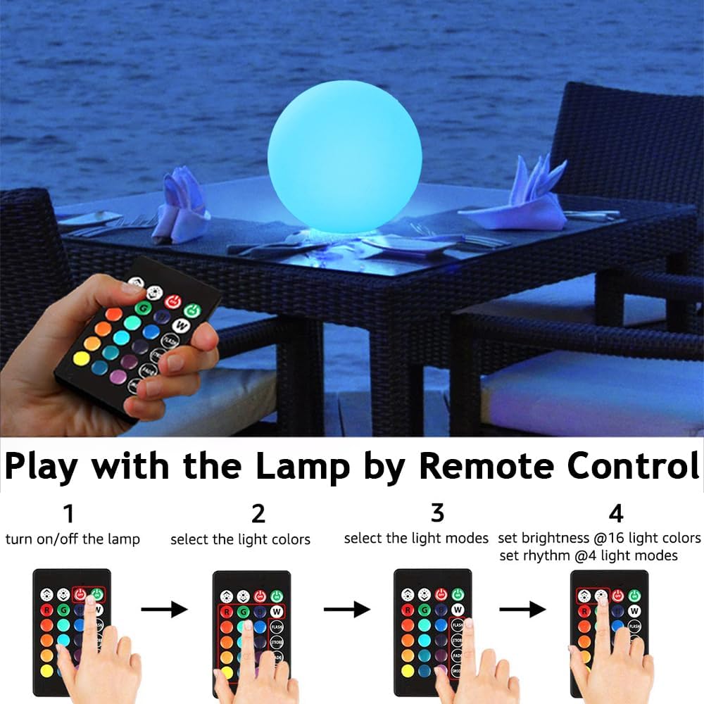 12-inch LED Glowing Ball Light w/Remote, LED Globe Orb Night Light Mood Lamp for Kid Adult