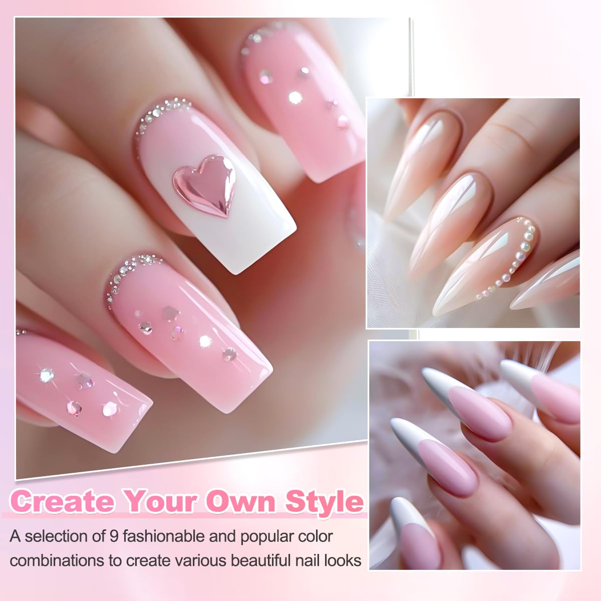 9 Colors Poly Extension Gel Nail Kit Clear Milky White Pink Nude Builder Gel for Nails Quick Dry