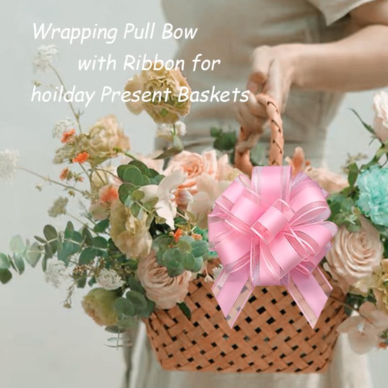 6 Pieces Large Pull Bows,6 inches,Bow for Gift Wrapping,Pull Bows for Party Birthday Gift Wedding