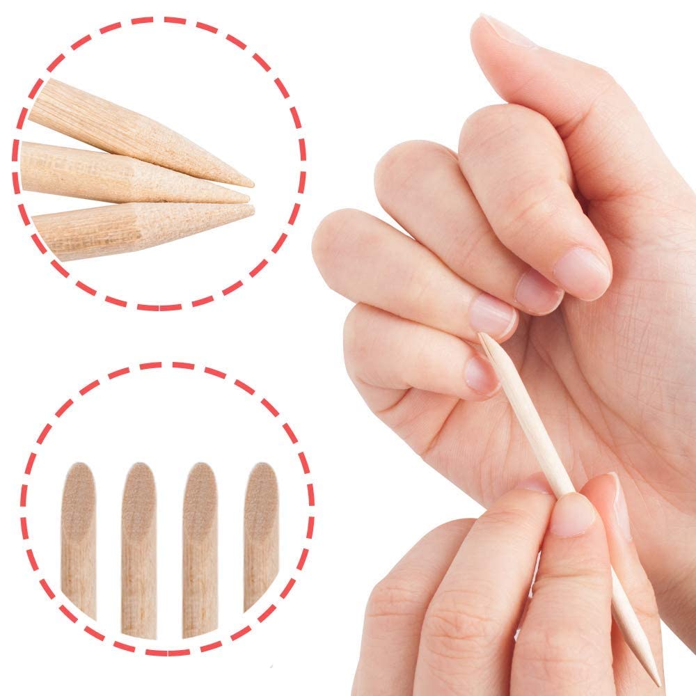 Nail Art Orange Wood Sticks,AMOSTBY 1000PCS Multi Functional Cuticle Pusher Remover Manicure