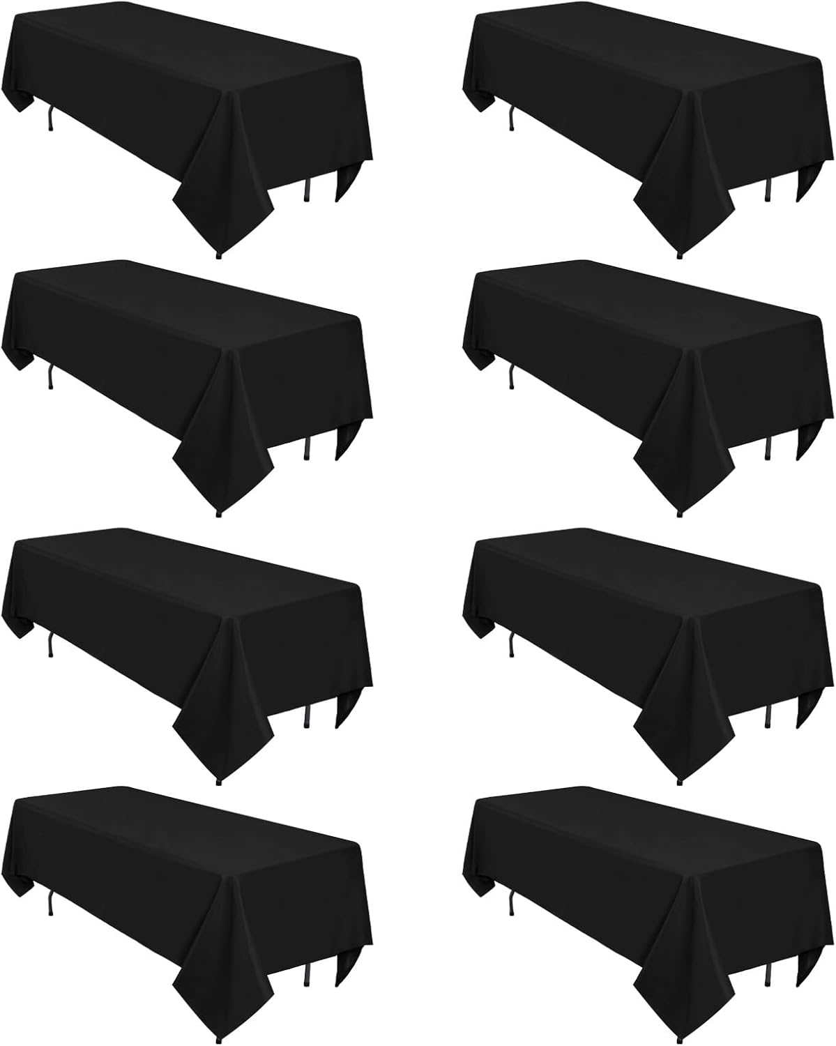 8 Pack Black Tablecloths 60 x 102 Inch Rectangular Table Cloths for Rectangle Tables 6ft, Wrinkle
