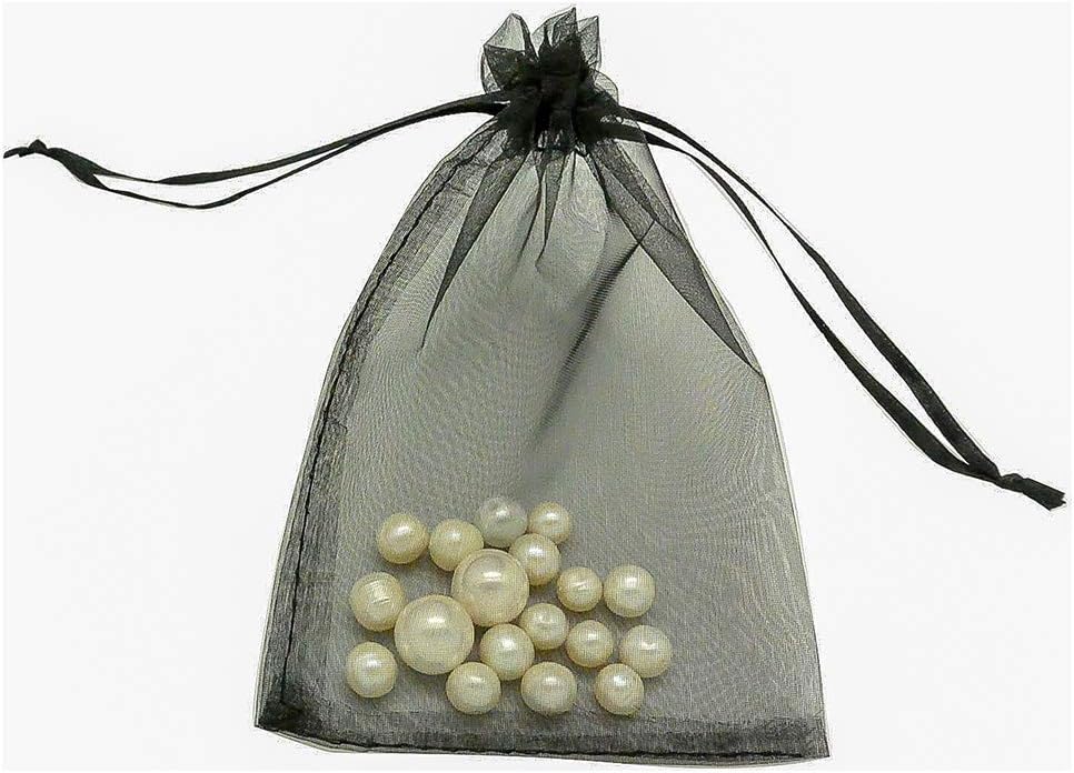 TheDisplayGuys 100-Pack 3x4 Black Sheer Organza Gift Bags with Drawstring, Jewelry Candy Treat