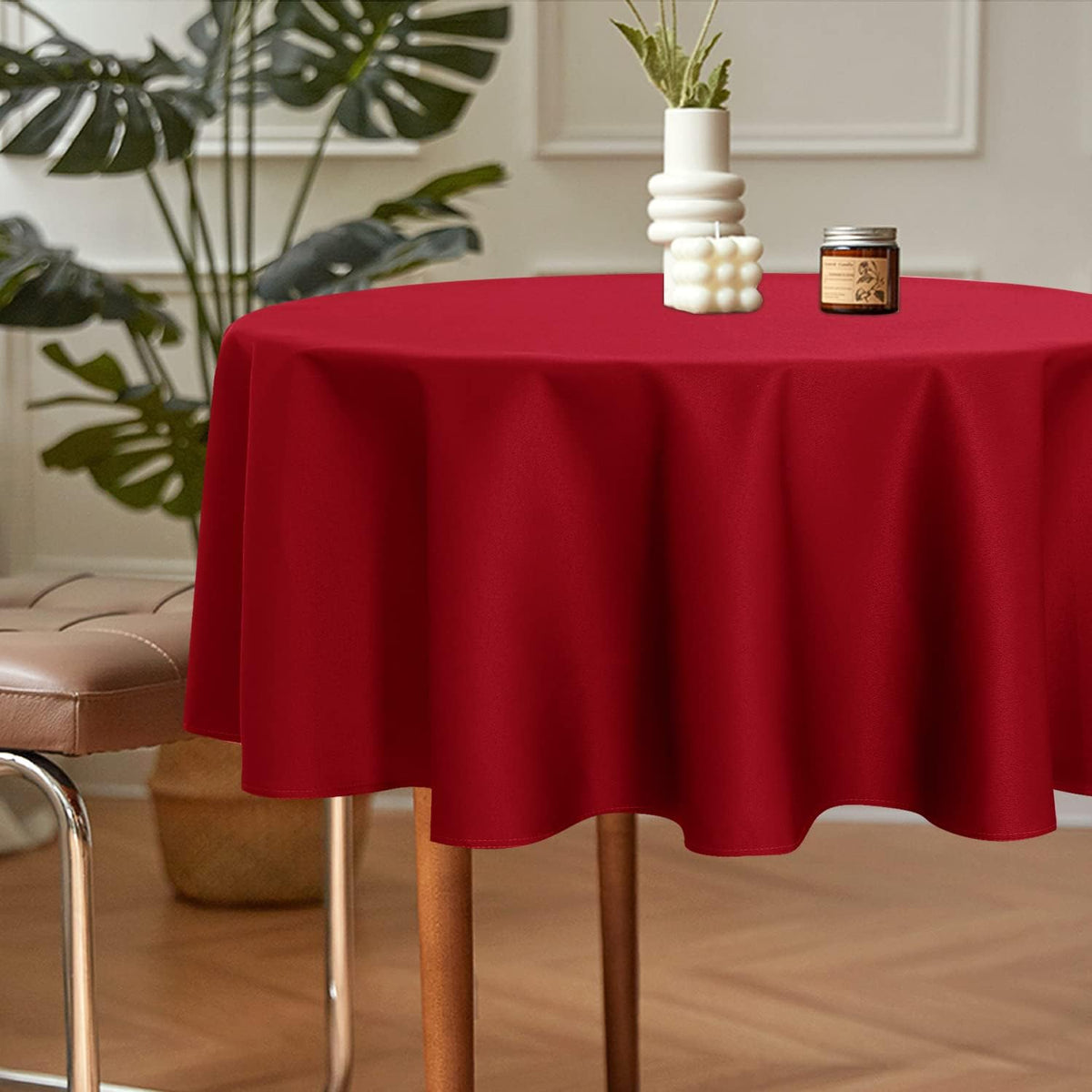 sancua 2 Pack Round Tablecloth 70 Inch Red, Stain and Wrinkle Resistant Table Cloth - Washable