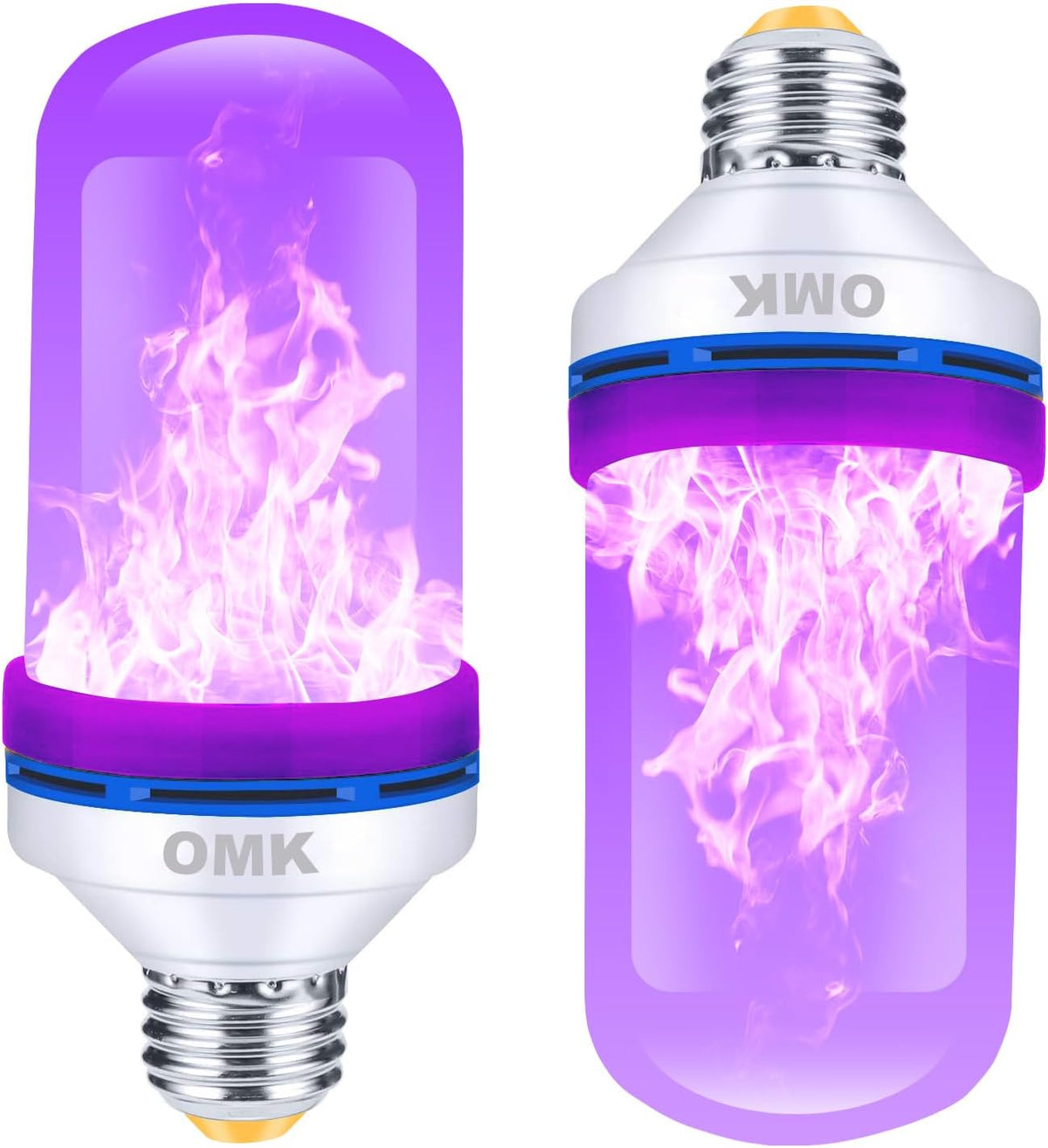 OMK 【Upgraded】 Purple LED Flame Light Bulbs - Flickering Light Bulbs with Gravity Sensing, E26 Base