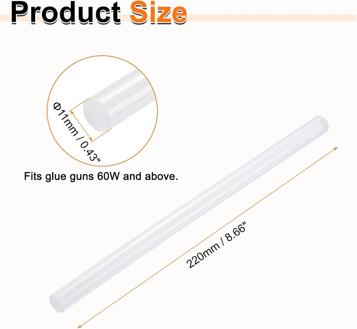 HARFINGTON 10pcs Hot Glue Sticks 0.43" Dia x 8.66" Long EVA Mini Hot Melt Adhesive Glue Stick for