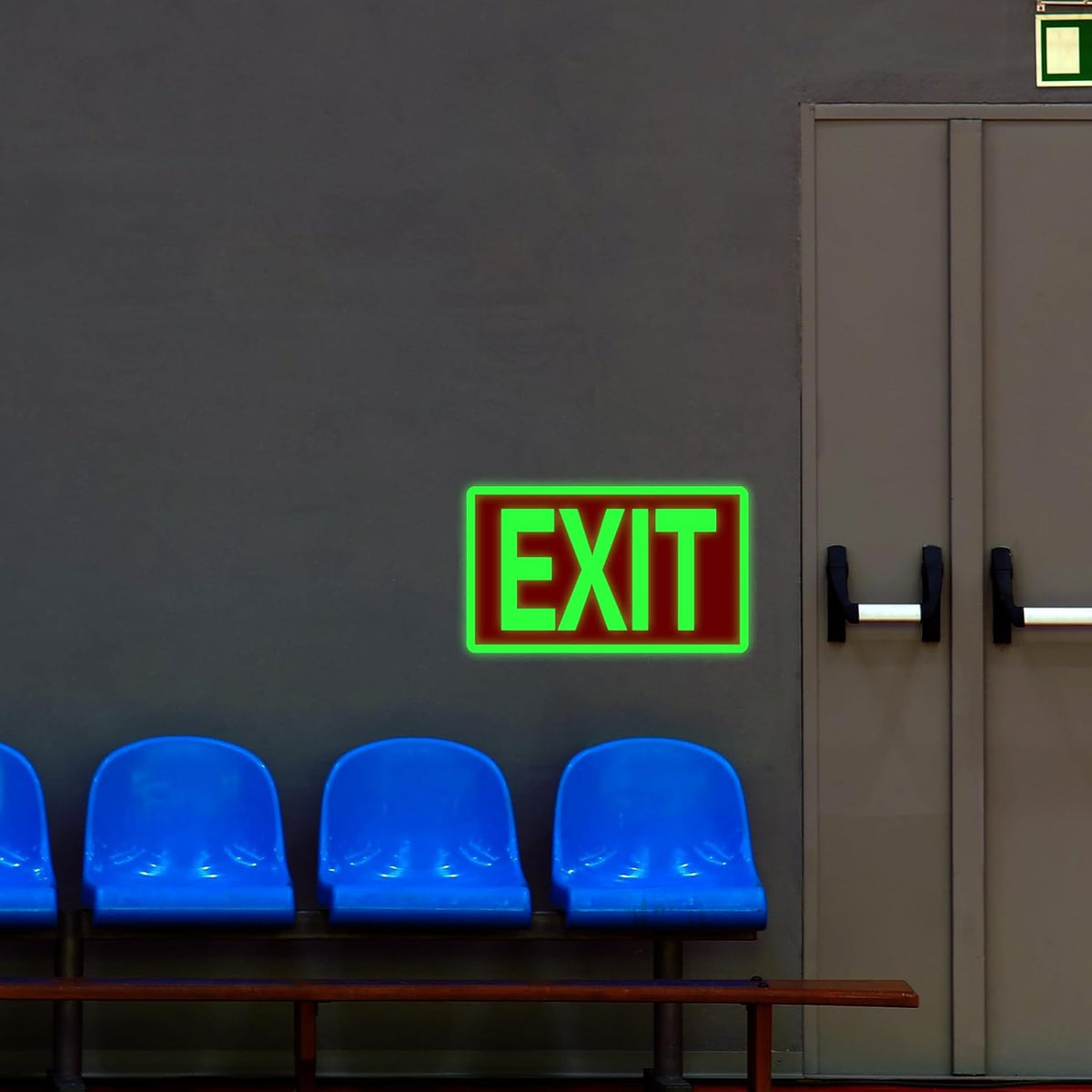 10 Pcs Glow in the Dark Exit Signs for Business 12 x 7 Inch Photoluminescent Signs Stickers for