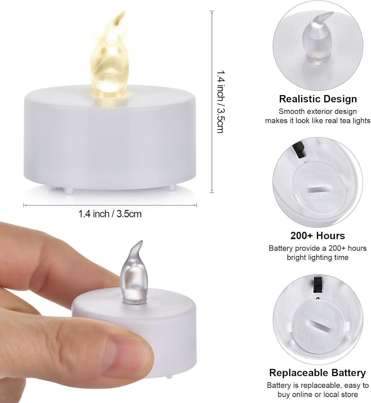 LED Tea Lights Candles- 150PACK Warm Yellow Flameless Candles Realistic and Bright Flickering Long