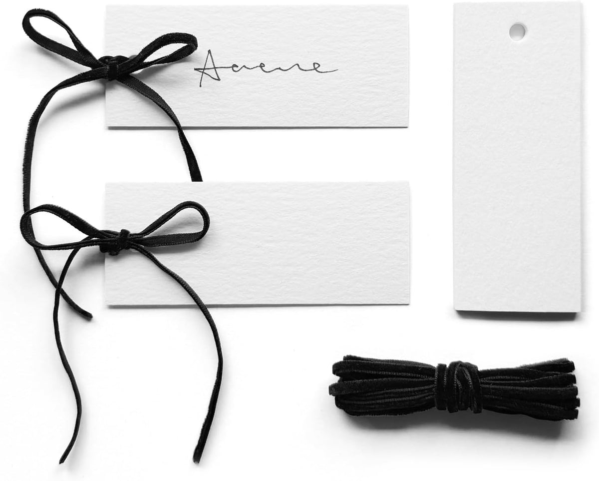 50 Pcs Place Cards for Table Setting -3.94"X1.57" Table Place Cards with Velvet Ribbon,Name Cards