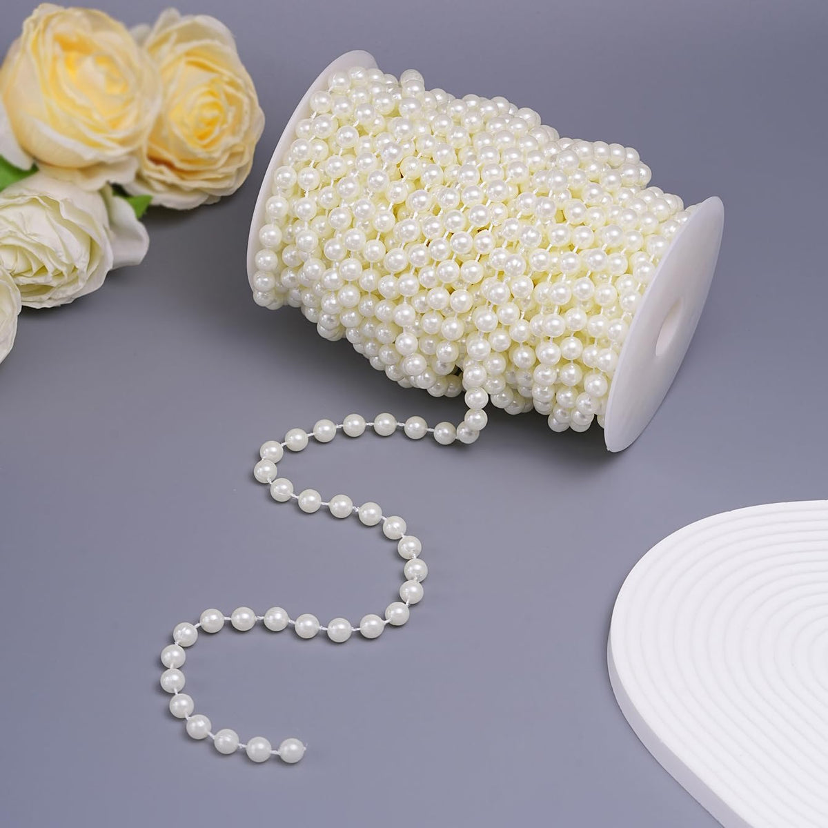20 Yards/59 Feet Pearl Garland Craft String Pearls, Faux Pearl for Wedding Party Decoration