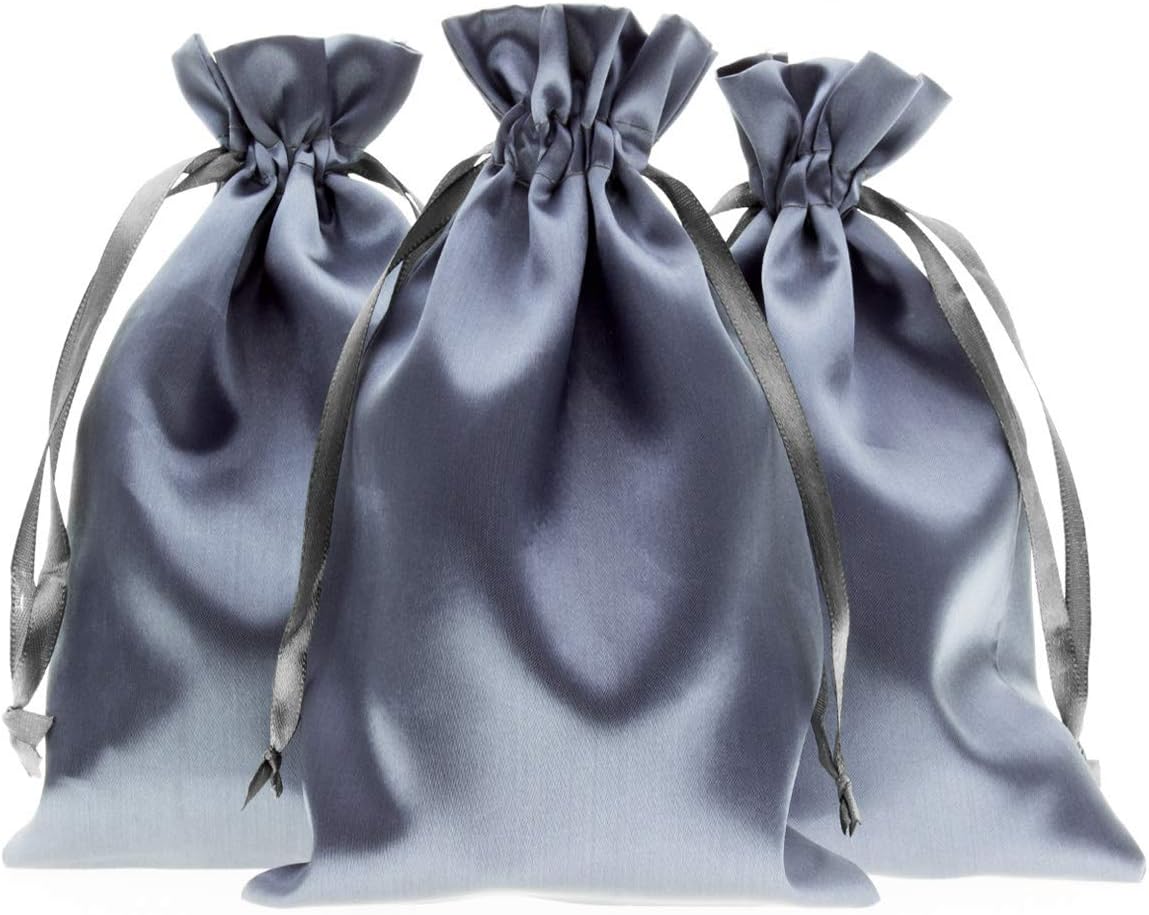 3" x 4" Silver Satin Gift Bags, Jewelry Bags, Wedding Favor Silky Drawstring Baby Shower Christmas
