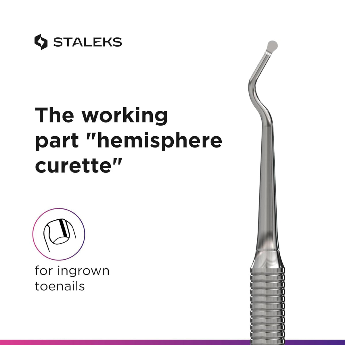 Staleks Pro Expert 20 Pedicure Curette Type 1 – Hemisphere Curette and Toenail Cleaner – Stainless