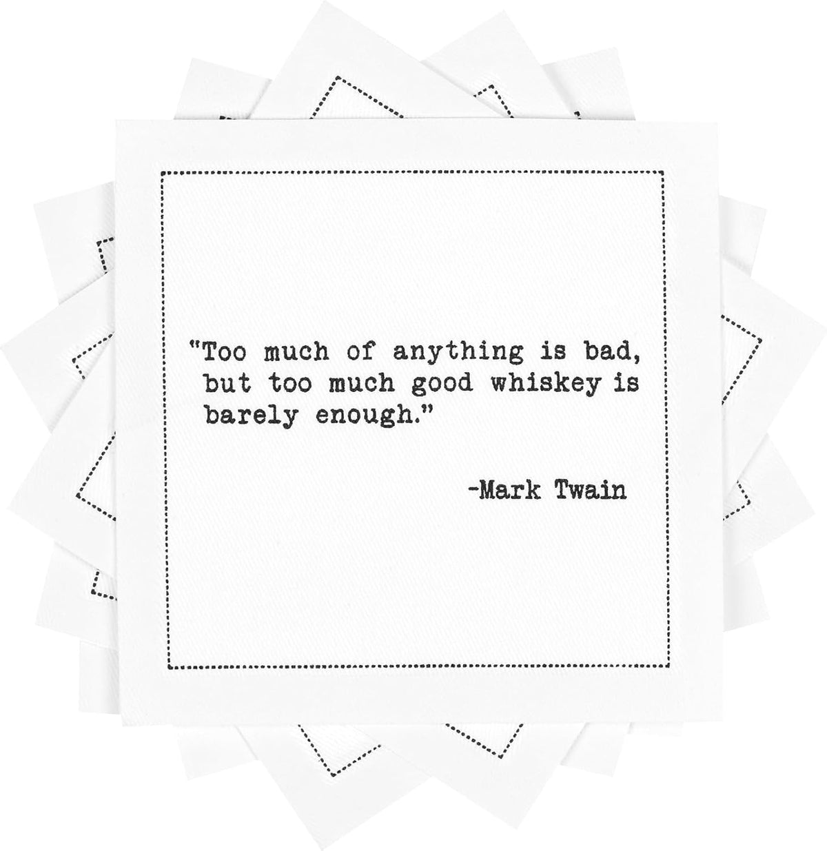 FIVE STAR NAPKINS Whiskey Quotes Cotton Cocktail Napkins, Beverage Napkin, Bar Party Small