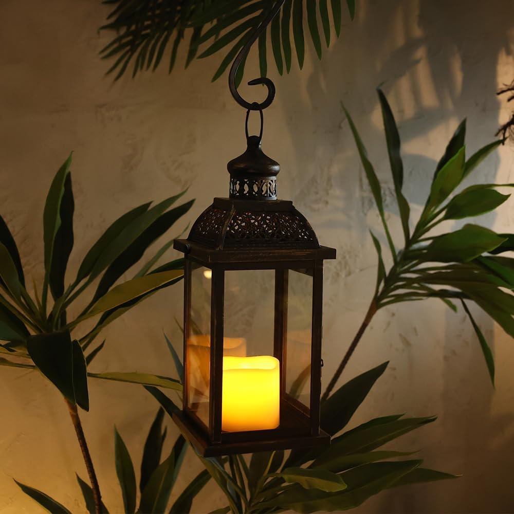 NEEDOMO Large Candle Lanterns Decorative Indoor, 14.4" Outdoor Lantern with Clear Glass, Vintage