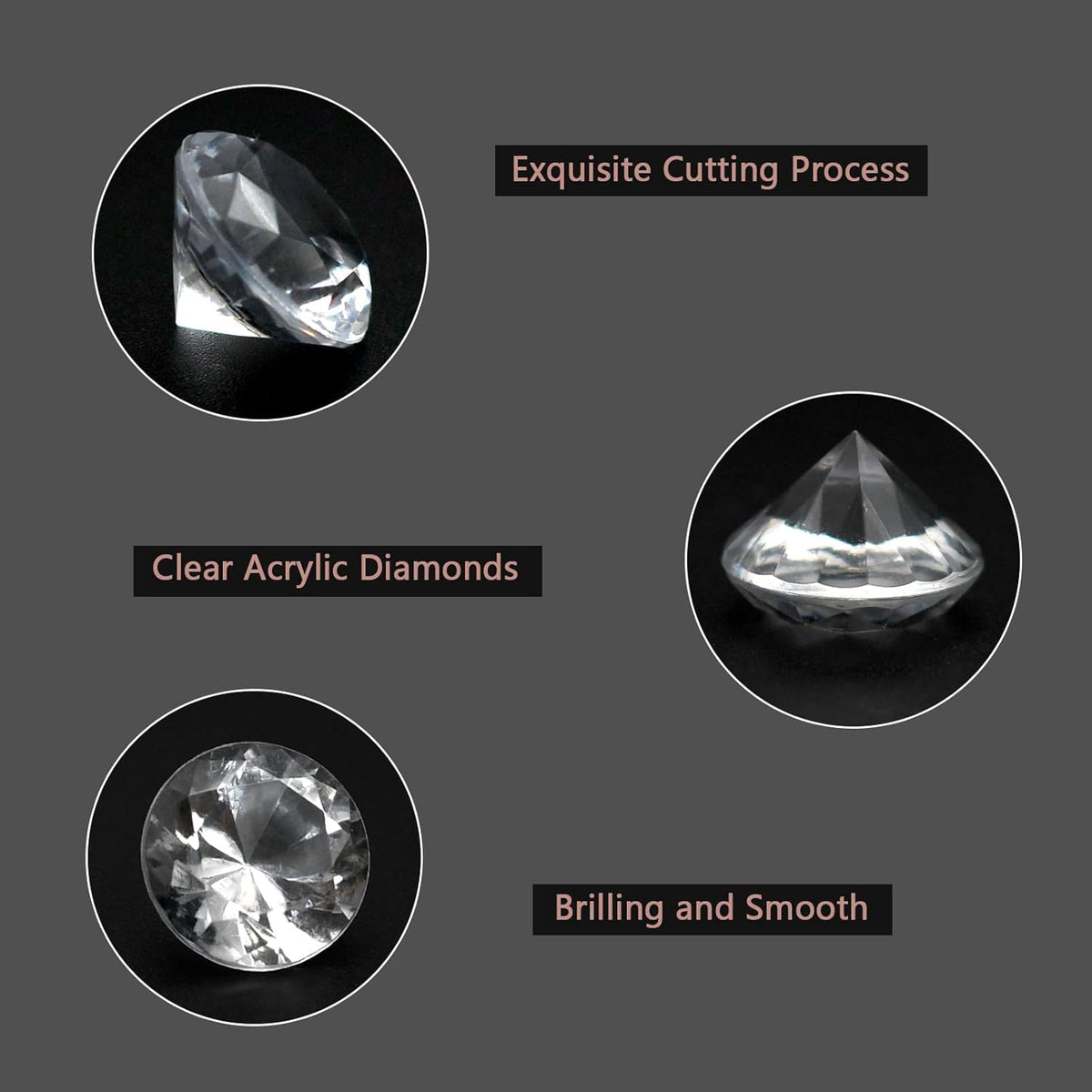 1000 pcs Acrylic Diamond Gems, Clear Acrylic Diamonds Decorations Faux Diamonds Table Scattering