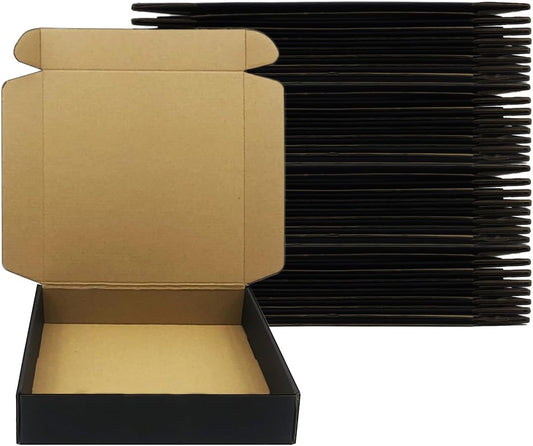 24 Pack 10 x 10x 2 Inches Shipping Boxes，Black 3 Layers Corrugated Cardboard Box, Mailer Boxes for