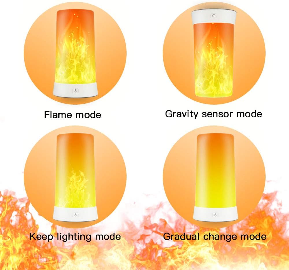 LED Flame Effect Light, Flame Lamp 4 Modes USB Rechargeable Fire Lights Indoor Campfire Outdoor