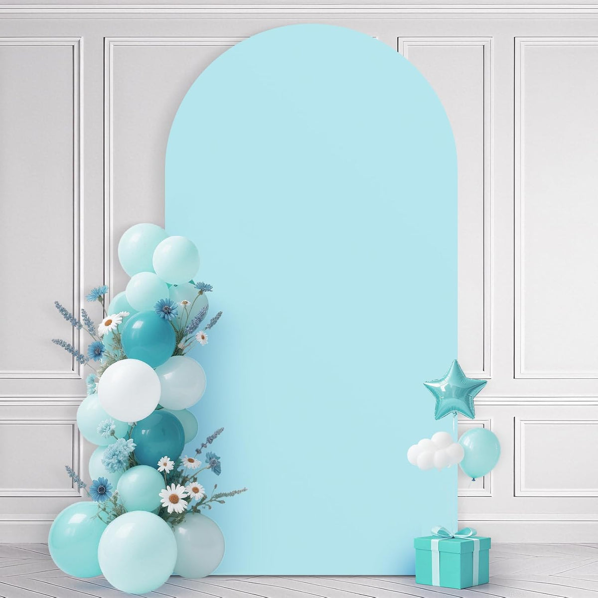 Ledido Wedding Arch Backdrop Cover 7.2FT Arch Covers Fitted Stretchy Spandex Round Top Stand
