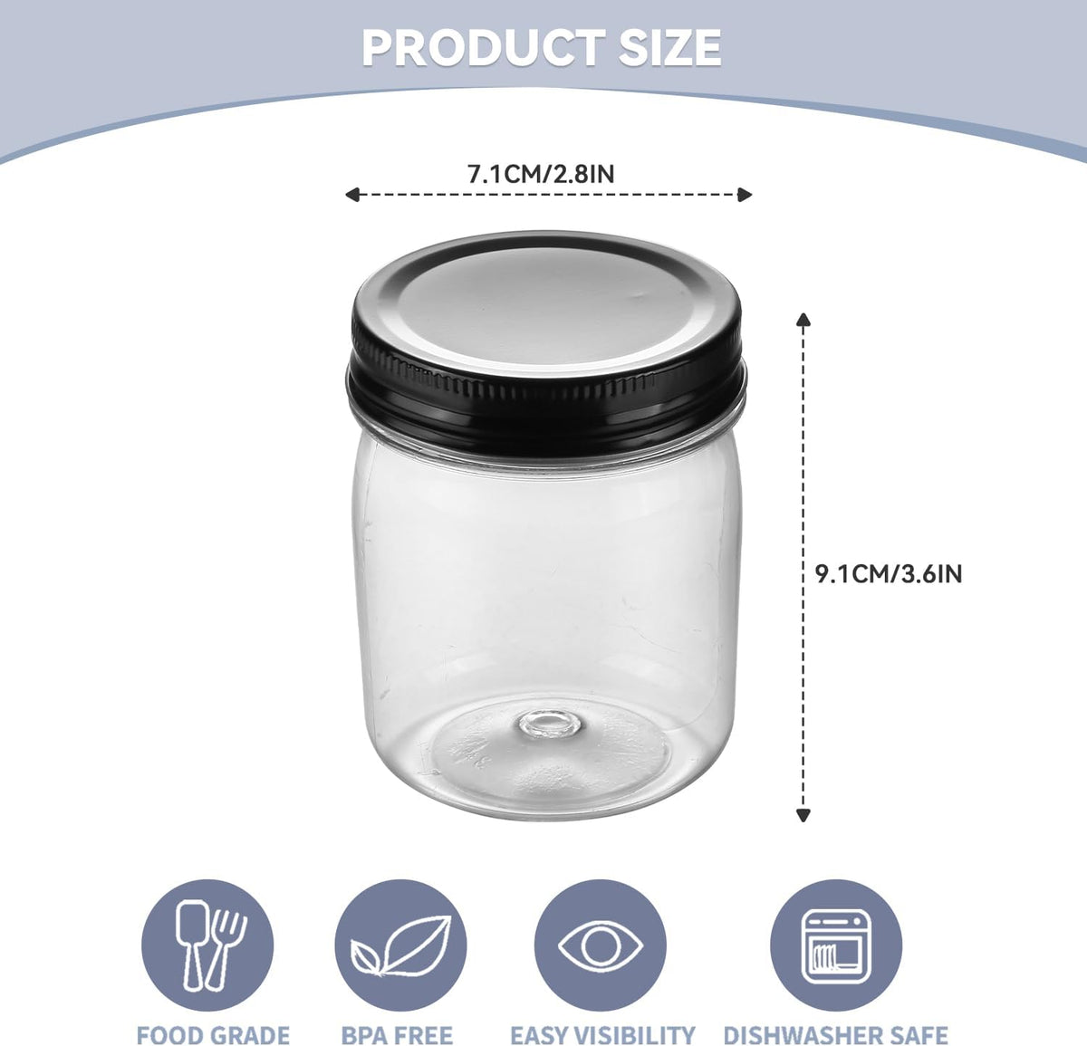 novelinks 8 oz Clear Plastic Jars with Screw-On Lids - BPA-Free Refillable Storage Containers for