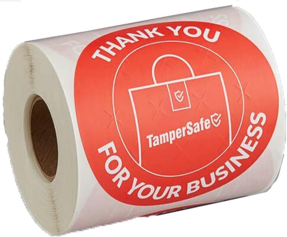 Angel's Peel Lounge Thank You Tamper Proof Stickers Roll — Tamper Evident Stickers for Bags, Drink