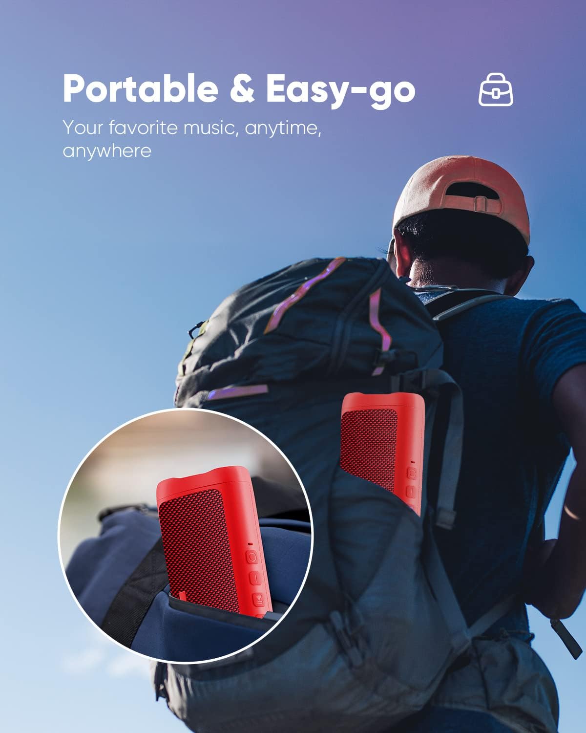 Bluetooth Speaker with HD Sound, Portable Wireless, IPX5 Waterproof, Up to 20H Playtime, TWS