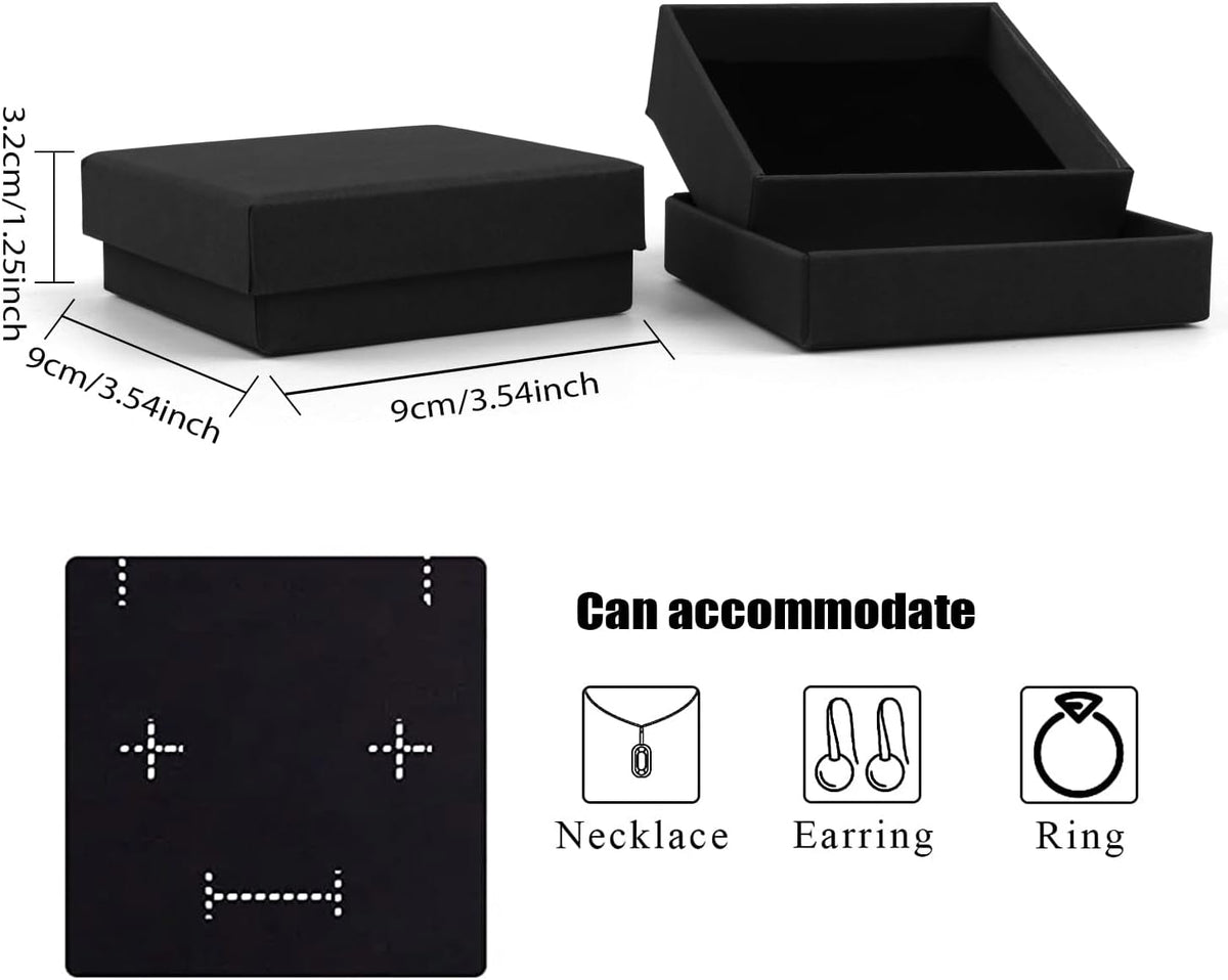 Gift Box Necklace Earring Ring Box Gift Box,12 Pieces Square Cardboard Jewelry Gift Boxes,Cotton