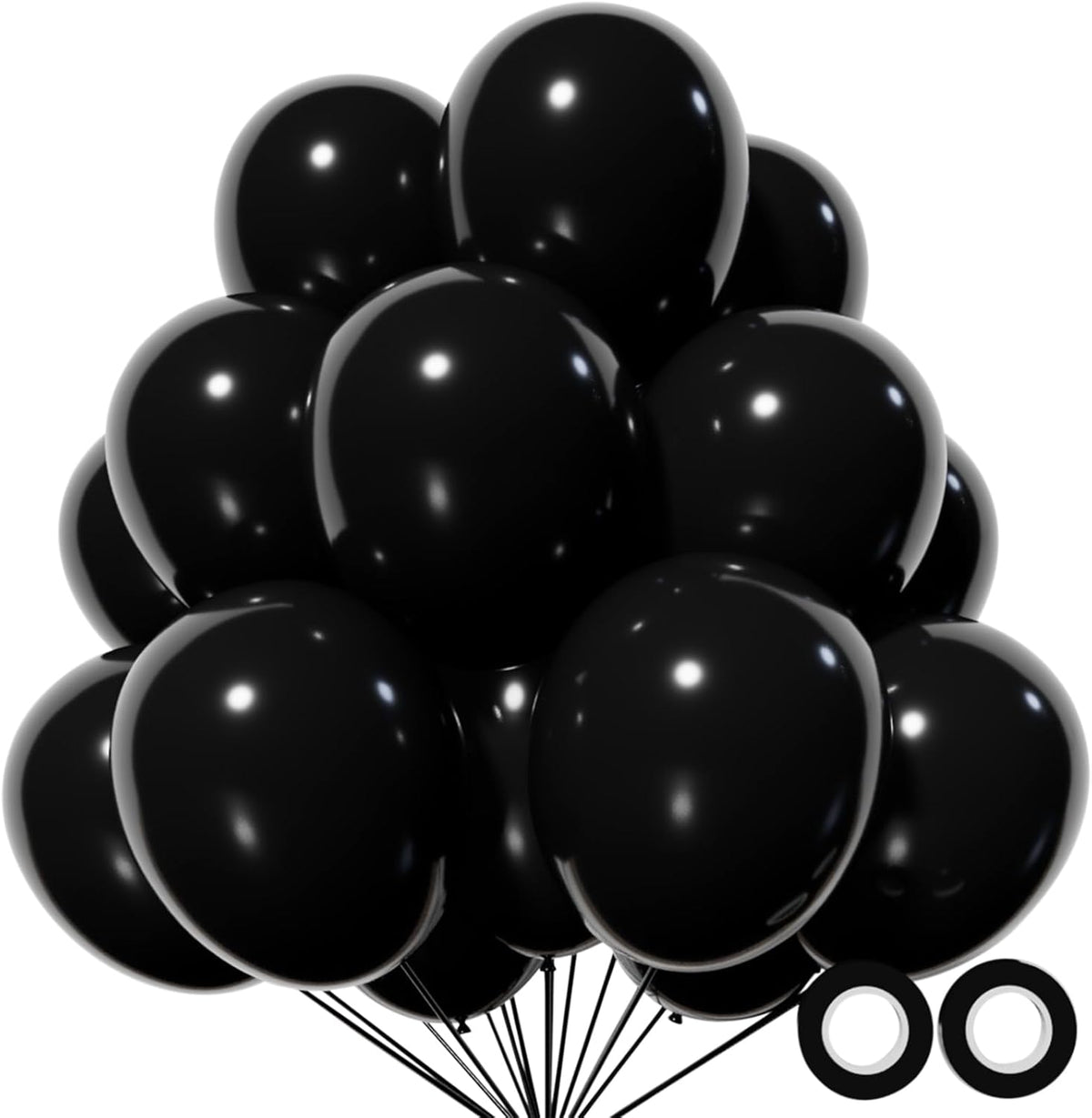 110pcs Black Balloon 12 inch, Black Latex Balloons for Birthday Party Baby Shower Wedding(with 2