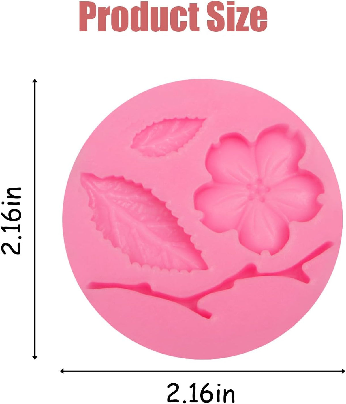 Peach Blossom Shape Molds 4 Pcs, Plant Flowers Leaf Fondant Silicone Molds for Cake Decoration