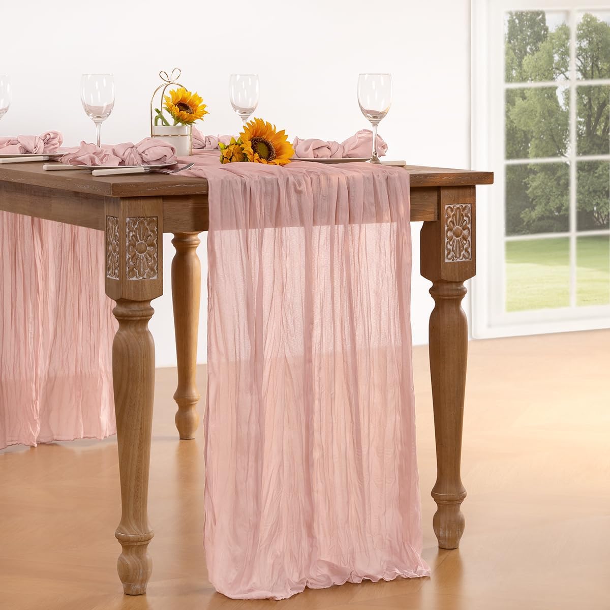 Pink Cheesecloth Table Runner 6 Pack Fall Table Runners Boho Gauze 120 Inches Light Pink Cheese