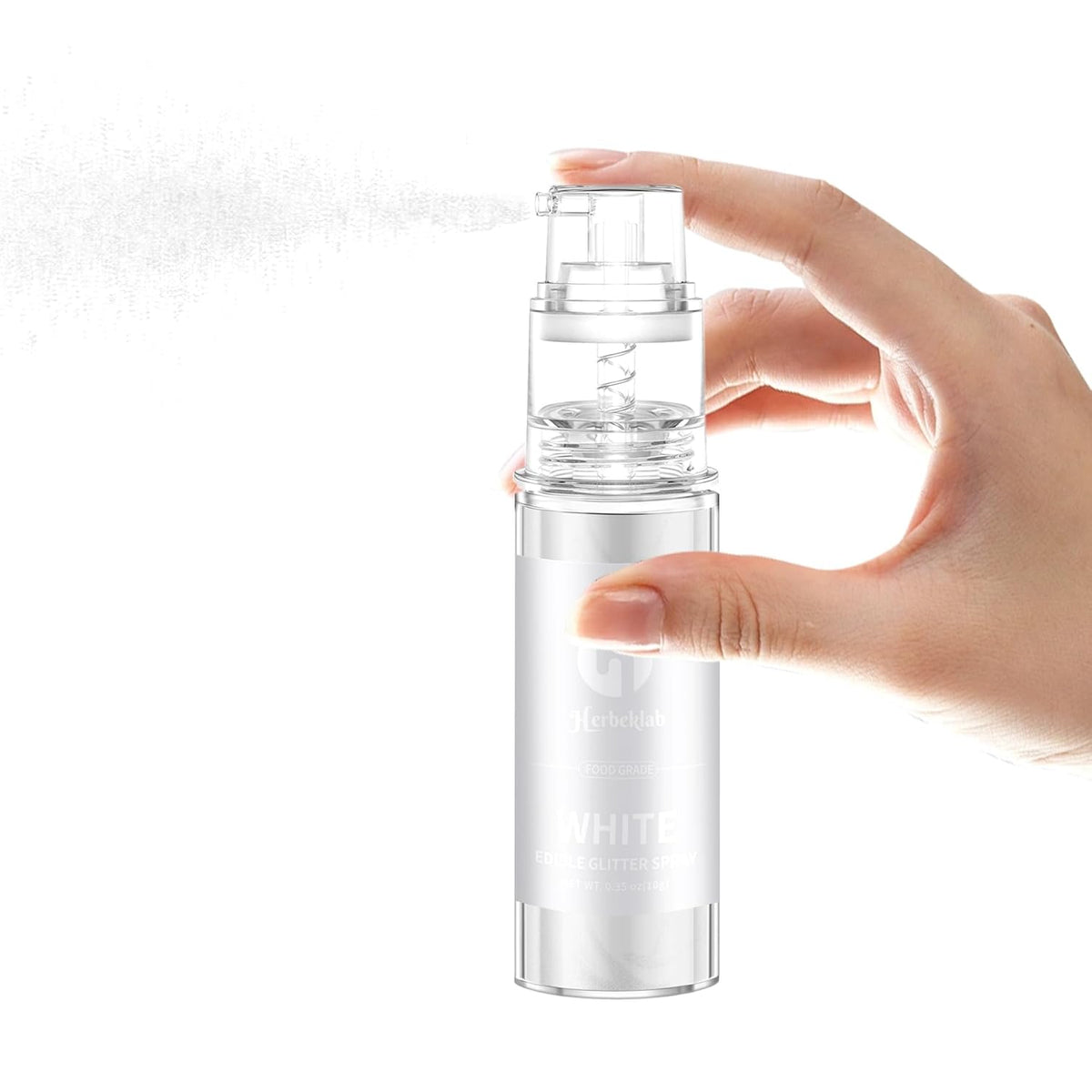White Edible Glitter Spray - Herbeklab 10g Edible Diamond White Glitter for Cakes Food Grade