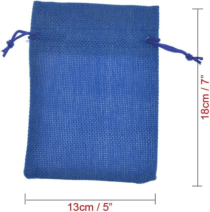 20pcs Burlap Bags with Drawstring 5x7 inch, Royal Blue Gift Bags Bulk Jewelry Pouches Sacks for