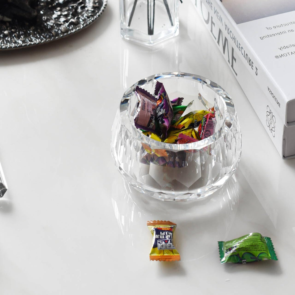 kitCom Crystal Jewelry Jar, Crystal Wedding Candy Buffet Jar, Home Decoration Party Cotton Swab