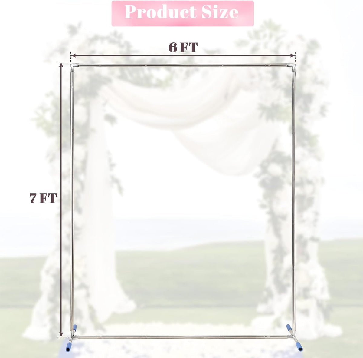 Arch Backdrop Stand,7x6 FT Metal Wedding Square Backdrop Stand for Ceremony Square Stainless Steel