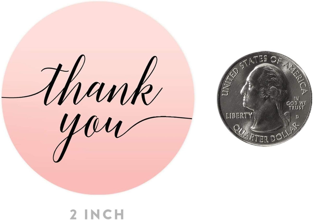 Andaz Press Blush Pink Rose Elegant Party Collection, Round Circle Label Stickers, Thank You