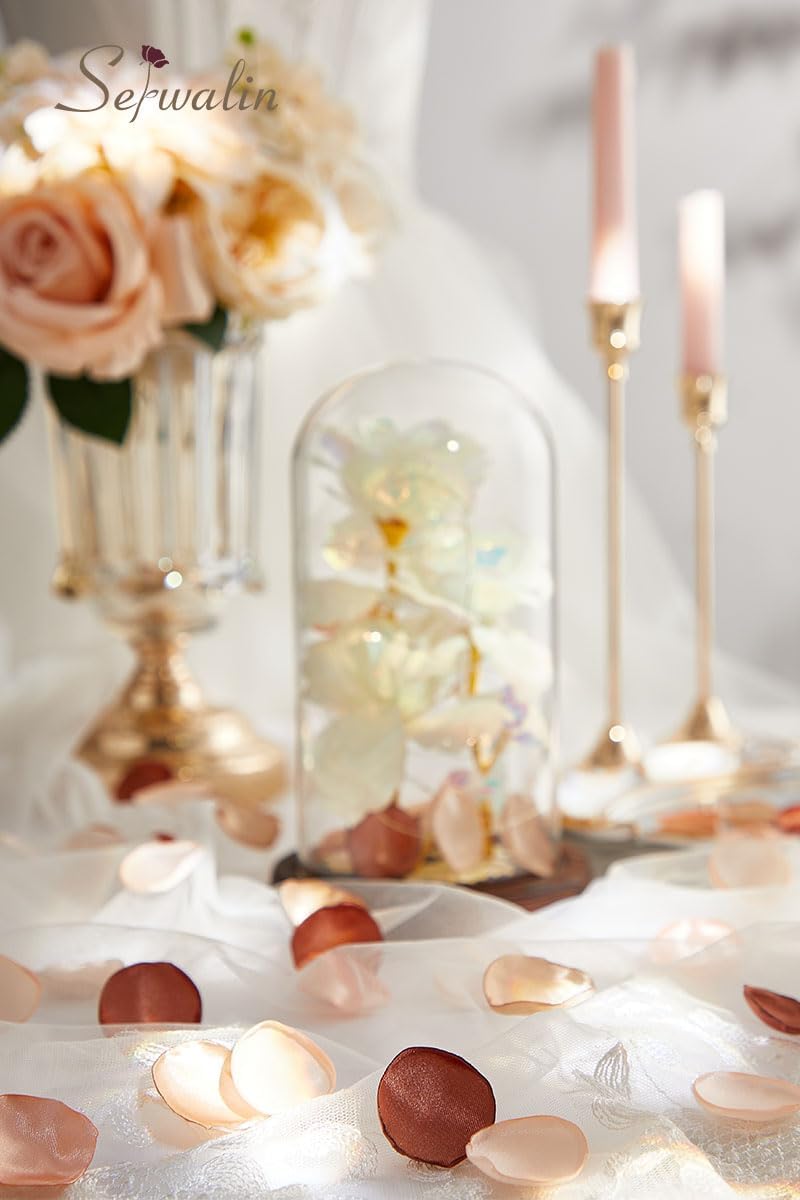 Serwalin 500Pcs Silk Rose Petals Artificial Flower Petals for Weddings Fake Rose Brown Petals