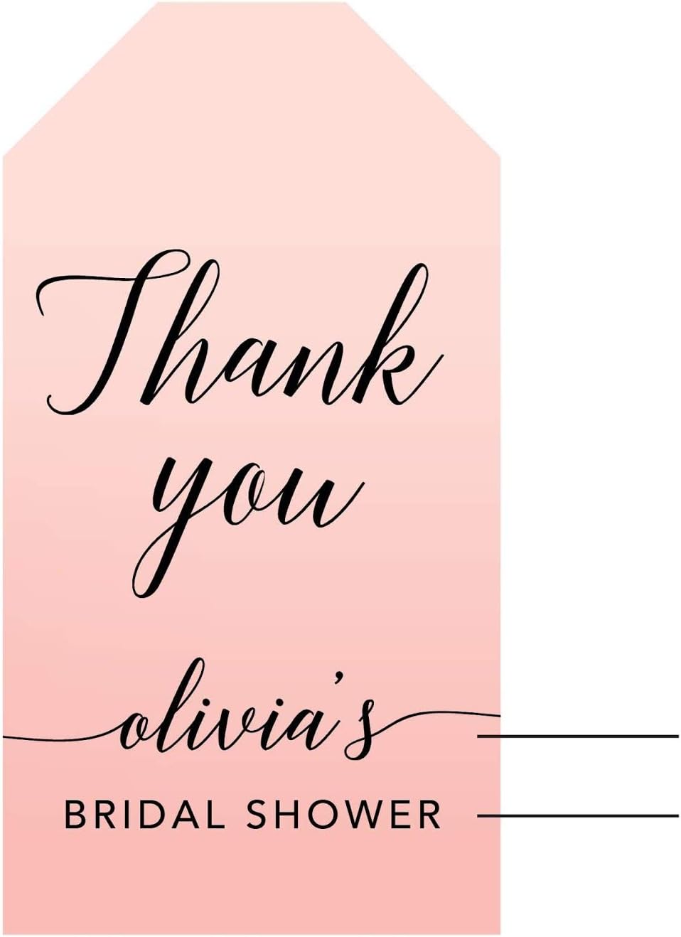 Andaz Press Personalized Blush Pink Rose Elegant Party Collection, Classic Tags, Thank You Olivia's