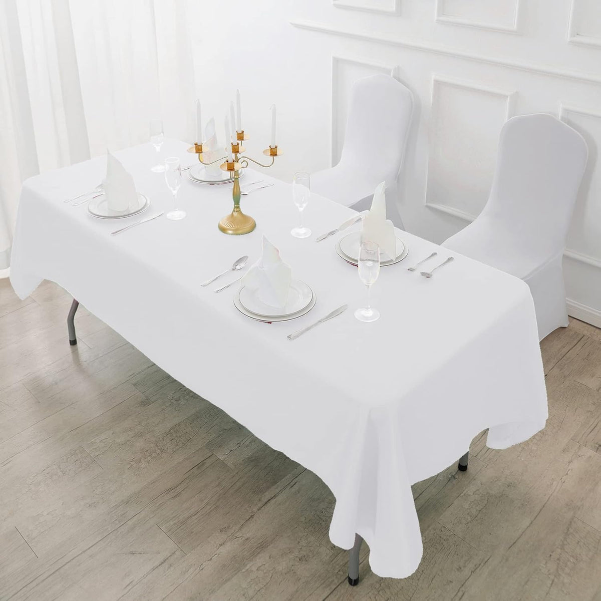 Fokitut 6 Pack Rectangle Tablecloth, 60x102 Inch, Stain Resistant and Wrinkle Polyester Table