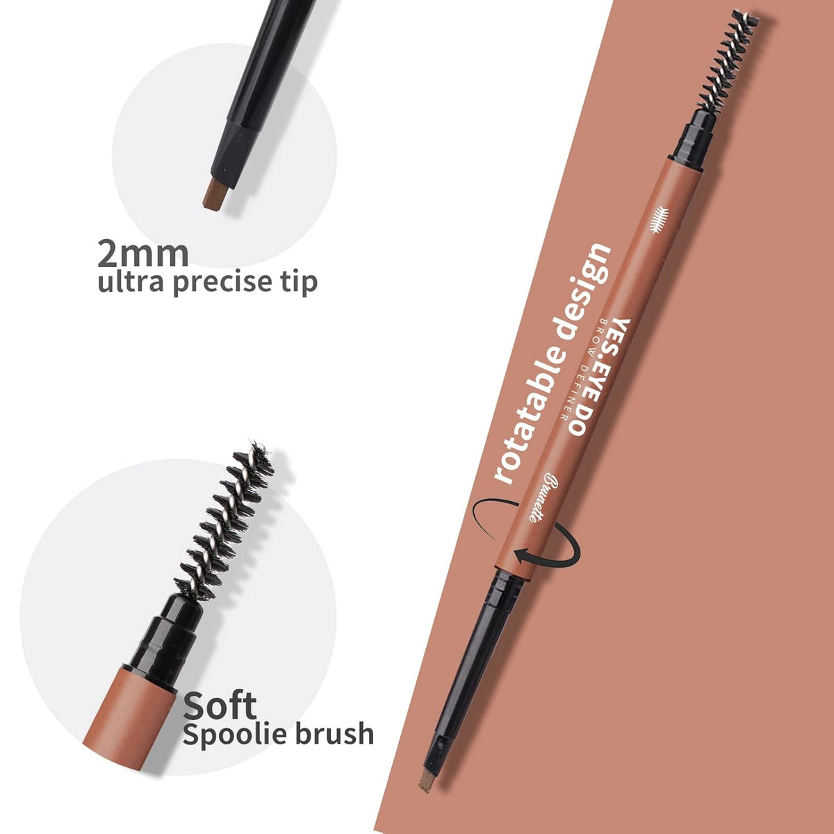 Auburn Eyebrow Pencil, Waterproof Red Eyebrow Pencil, Automatic Brow Pen with Spoolie for Red Hair